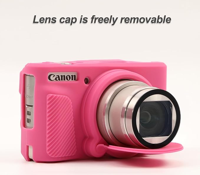 Pocoukate Case for Canon PowerShot SX740 HS Camera with Screen Protector, Soft Silicone Protective Cover Skin with Removable Lens Cover for SX740 HS, SX730 HS Accessories Rubber - Peach Pink ﻿