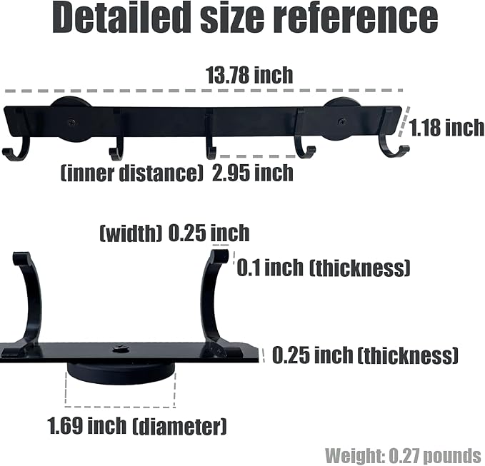 GYGhaoho Magnetic Utensil Holder Hooks, Wall Mount Utensil Hanging Storage, Magnetic Hook Rack for Refrigerator, Black Metal No Punching Hook, Kitchen Magnetic Rack Towel Bar Utensil Rack