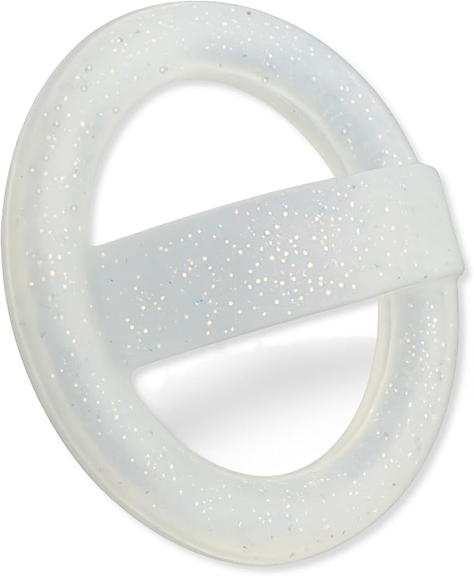Grips by CRYSTALFY Magnetic Phone Grip & Silicone Phone Holder with Loop, Extra Metal Ring, Compatible with MagSafe & Non-MagSafe iPhone Cases - Secure Cellphone Loop Handle (White Sparkle)