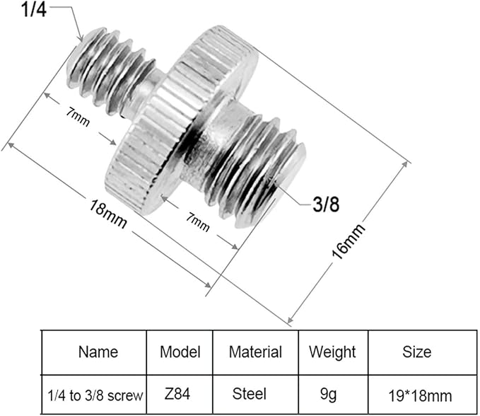 IOFIT Universal Conversion Screw 1/4 to M4 3/8 Screw Male to Male Adapter Screw Photography Accessories for Camera Tripod (Color : Silver, Size : Z84 1PC)