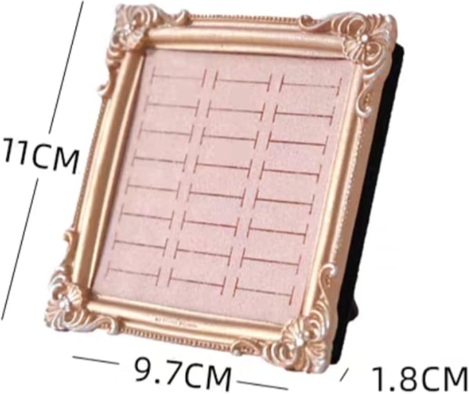 2PCS Jewelry Display Stand Vintage Ring Holder Box Earring Tray Retro Picture Frame Style Ring OrganizerJewelry Frame with Velvet