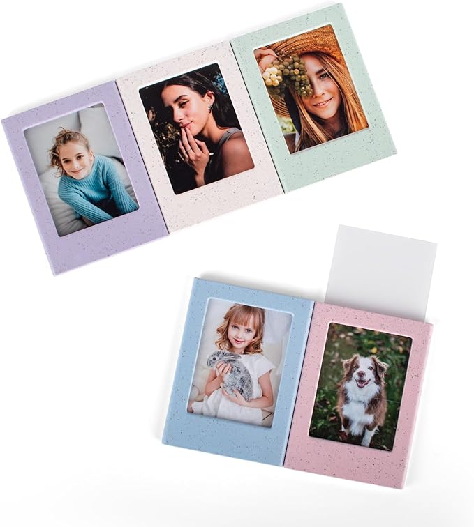 HIYQIN 5 Pack - 2x3 Magnetic Photo Frame with Clear Protective Cover for Mini EVO Liplay SE 12 11 41 40 99 90 9 8 7S Camera Films - 3 Inch Refrigerator Magnet Picture Frames - Mixed Color
