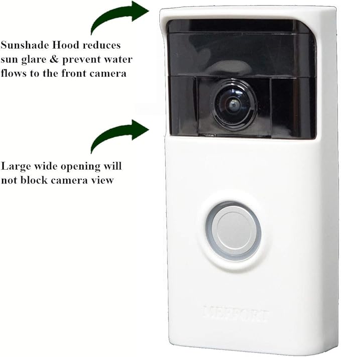 Meffort Inc Silicone Skin Case Cover Compatible with Ring Video Doorbell (1st Generation) and All-New Ring Battery Doorbell (2024 Release) – Durable Weather, UV & Rain Protection - White