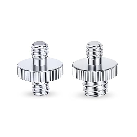1/4" & 3/8 Male to 1/4" Male Threaded Tripod Screw Adapter, Double Head Stud Mounting Thread Converter for Camera, Monitor, LED Light, Microphone, Shoulder Rig - 2 Packs