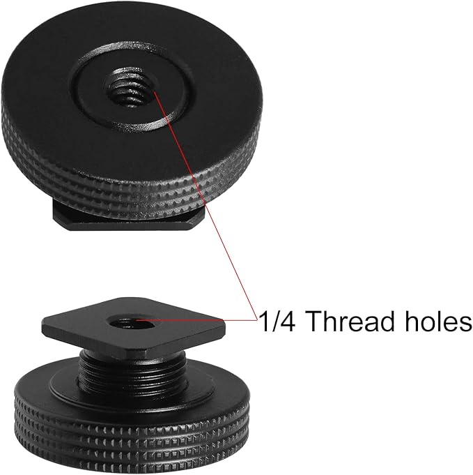 1/4" Female Thread to Hot Shoe Adapter LUORNG 2PCS Hot Shoe Mount Adapter with 1/4 to 1/4 inch Male Screw for Magic Arm, Video Light,Monitor