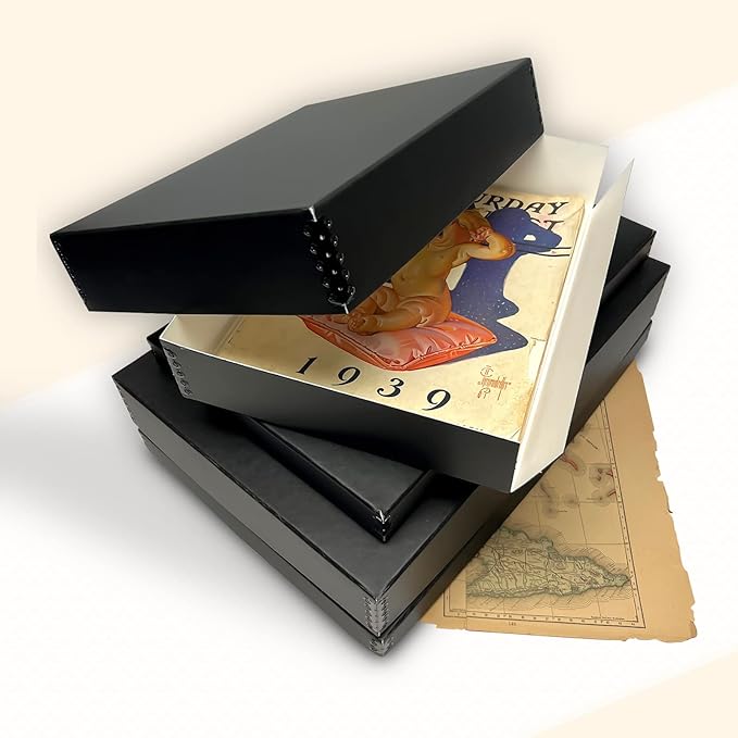 Golden State Art, Acid-Free Archival 14x18 Inches Metal Edge Drop Front Museum Photo Storage Box, Preserve Documents, Prints, Pictures, Photographs, Arts And Crafts, Black