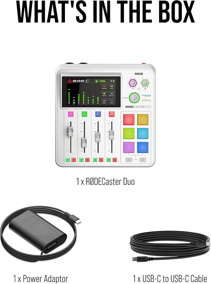 RØDE RØDECaster Duo Compact All-in-One Audio Production Solution for Podcasting, Streaming, Music Production and Content Creation (White)