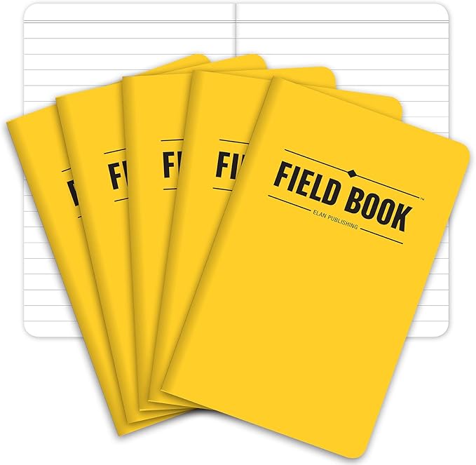 Elan Publishing Company Field Notebook/Pocket Journal - 3.5"x5.5" - Yellow - Lined Memo Book - Pack of 5