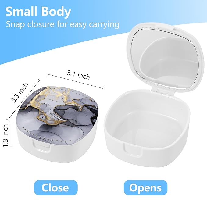 Retainer Case with Mirror and Ventilation Holes - Night Guard, Gray Marble