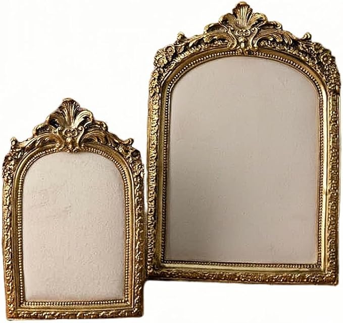 Large Two-Piece Gold Resin Jewelry Display Stand, Vintage Photo Frame Earring Holder, Velvet Necklace Storage Box, Elegant Décor for Jewelry and Collectibles