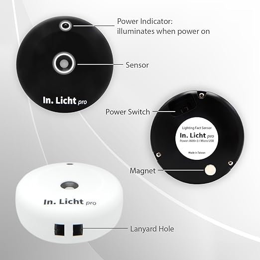 In. Licht Pro Handheld EML Light Meter Sensor Lumens Lux Color Temperature CCT Contrast Uniformity Measurement for Architecture Interior Lighting Design Well