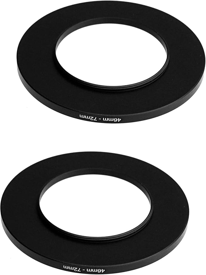 (2 Pcs) 46-72MM Step Up Ring Adapter, 46mm to 72mm Filter Ring, 46 mm Male 72 mm Female Stepping Up Ring for DSLR Camera Lens and ND UV CPL Infrared Filters