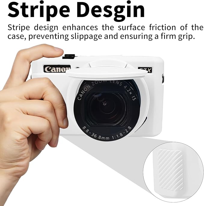 Easy Hood G7X Mark II Case, Protective Case for Canon Powershot G7X Mark II Digital Camera, Removable Lens Cover Silicone Sleeve Soft Camera Cover Rubber Protective Body Skin - White
