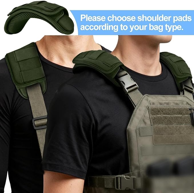 ZINZ 2-Pack Tactical Shoulder Pad, Ultra-Thick Comfort Cushion for Vest Straps, Backpacks, Breathable & Shock-Absorbing,Army Green