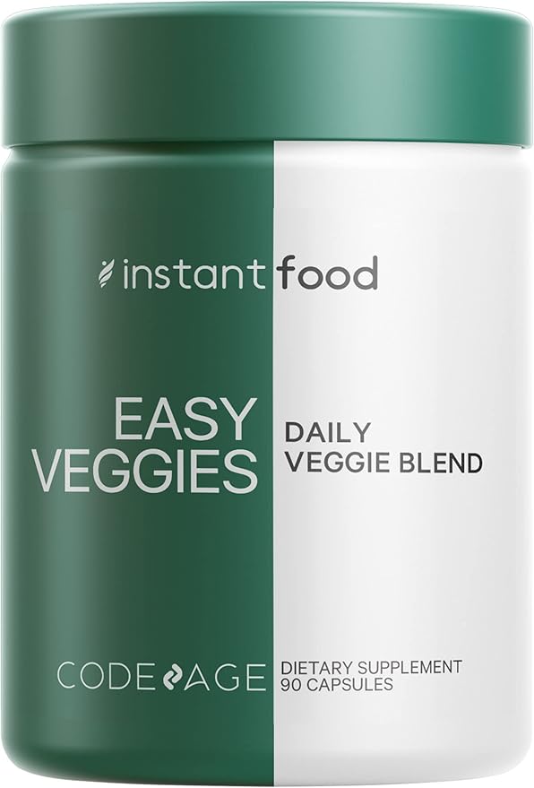Codeage InstantFood Easy Veggies + Fast Fruits Bundle – Vegetable & Fruit Blend Capsule Supplement – Plant-Based Phytonutrient Formula – Vegan, Non-GMO – 180 Capsules