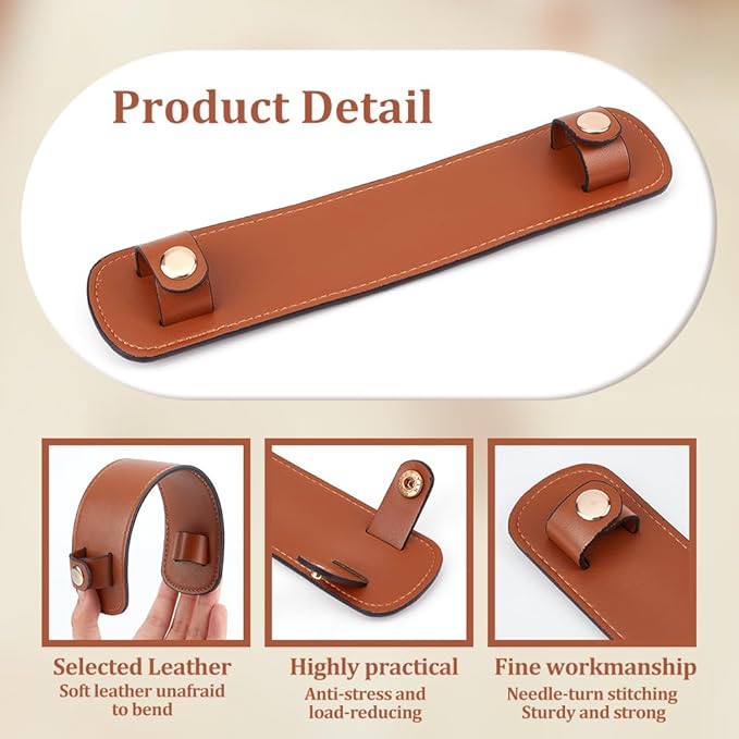 Beebeecraft 2 Sets Leather Strap Shoulder Pad Detachable Imitation Leather Backpack Shoulder Replacement Cushion Pressure Relief Bag Cover for Crossbody Bags Messenger Camera Purse Tote Dark Brown