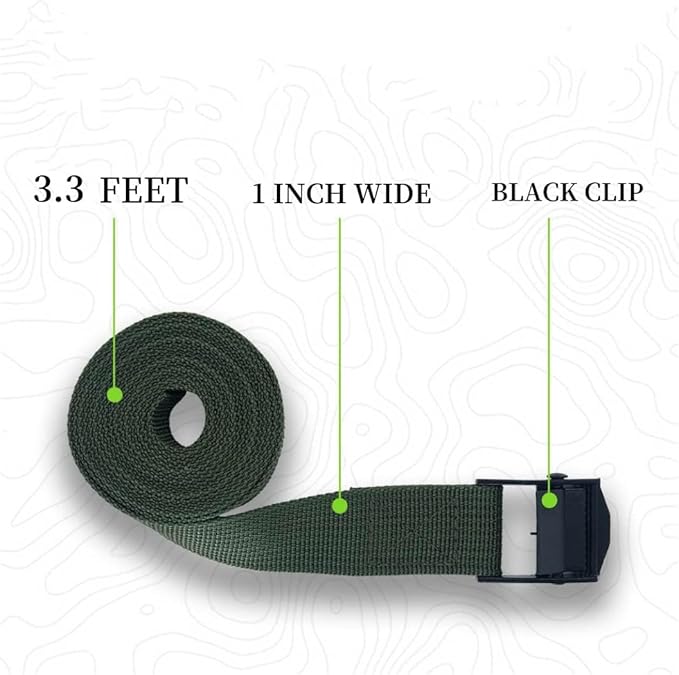 Trail Camera Strap 2 PCS - Adjustable Security Strap for Outdoor Trail Camera, Monitoring, Motorcycle, Cargo, Trucks, Trailer, Luggage,Load 400 lbs Trail Cam Straps 3.3 ft x 1 in, Green (39 inch)