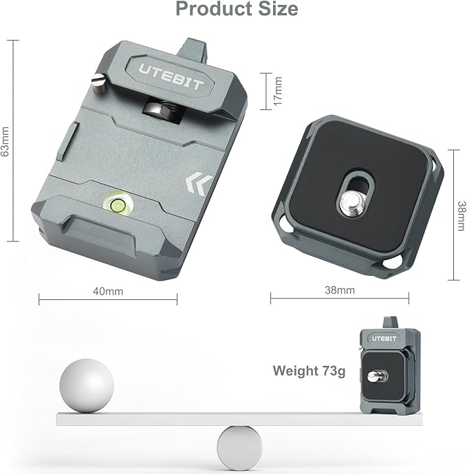 UTEBIT Quick Release Plate Kit, Arcac/F38 Interface Camera Quick Release Plate Mount Quick Setup w/ 1/4" to 3/8" Screw Thread Gimbles Sliders Tripods Adapter for Sony Canon Monopod DSLR Stabilizer