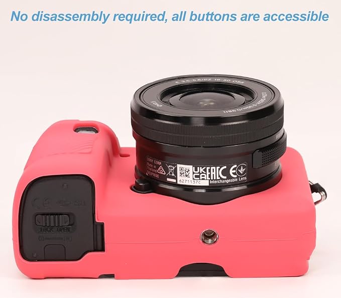 Pocoukate Case for Sony Alpha A6400, A6300, Camera, Soft Silicone Protective Cover Skin with Screen Protector Accessories for Sony Alpha A6400 / 6300 Digital Camera Silicone Case - Rose