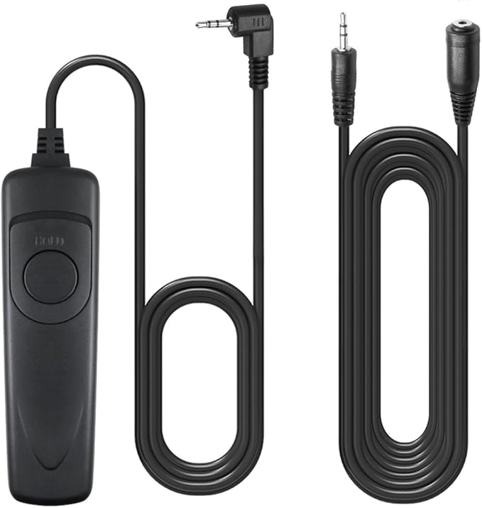 3.3ft Shutter Release Remote Control with 11.4ft Extension Cable 2.5mm, AFUNTA RS-60E3 Wired Remote Control Switch Cord Replacement Compatible 70D 100D 1200D Digital Camera DSLR