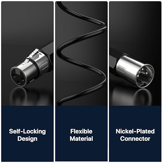 EBXYA XLR Cable 25ft 6 Packs - Balanced Microphone Cable with 3-Pin XLR Male to Female Mic Speaker Cable, Black