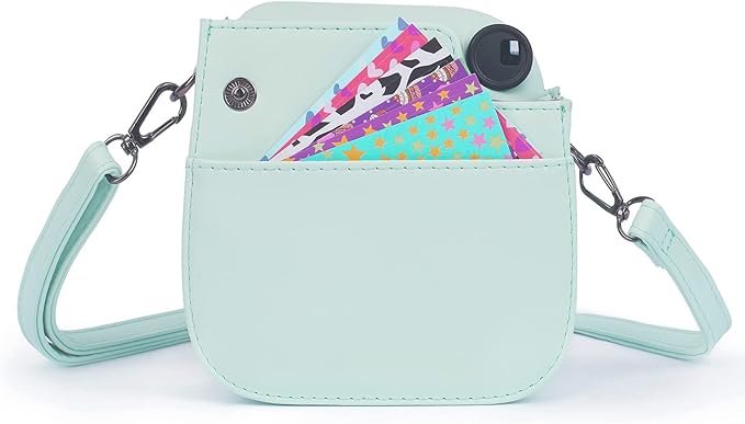 Phetium Instant mini 12 Camera Protective Case Compatible with Instax Mini 12 11,PU Leather Bag with Pocket and Adjustable Shoulder Strap (Mint Green)