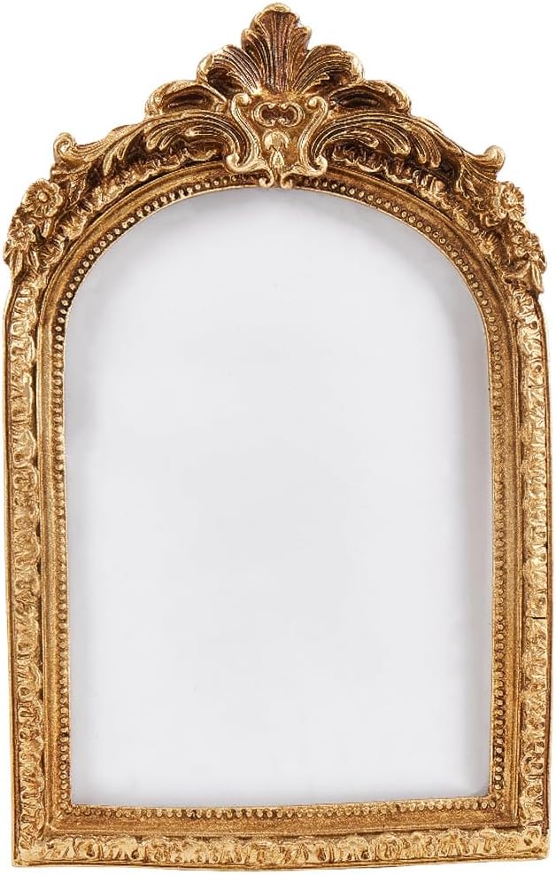GORGECRAFT Small Vintage Picture Frame Retro Resin Antique Gold Photo Frame with Hooks and Easel Stand for Wall Hanging or Tabletop Display Ornate Photo Gallery Art Home Holiday Decor 8.8 x 5.5 Inch