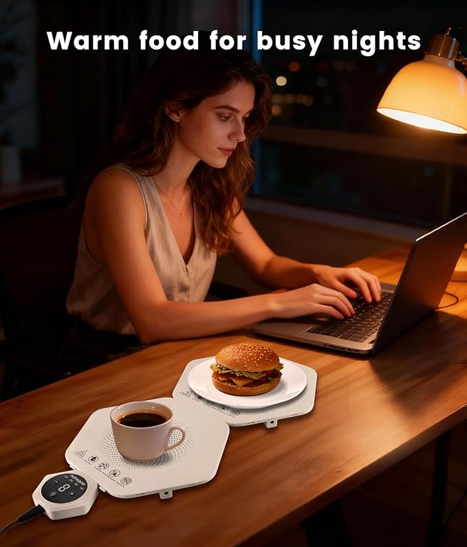 Food Heating Pad - Fast Heating Silicone Electric Tray, Level 4 Temperature Rise, Protect Table, Roll Up Self-Service Hot Plate Heating Pad, Portable Food Warmer for Party and Family Trips (4)
