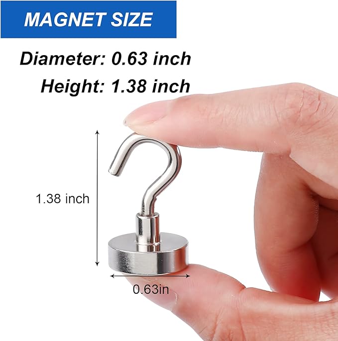 LOVIMAG Neodymium Strong Magnetic Hooks,30Lbs Rare Earth Magnets Heavy Duty with Hook for Refrigerator,Ceiling Magnets for Hanging,Cruise,Curtain and Kitchen etc- 45 Pack