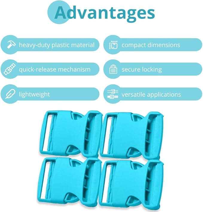 Buckles for Straps Set of 4 Pcs Plastic Buckle Clip Quick Side Release Plastic Fastener