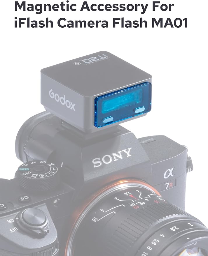 GODOX MA01 iFlash Camera Flash Magnetic Attachment, for Godox iT20 iT22 iM20 iM22 Flash, Magnetic Filter Kit with Magnetic Snap-on diffusers, Color Filters, Creative gels, and Honeycomb Grids