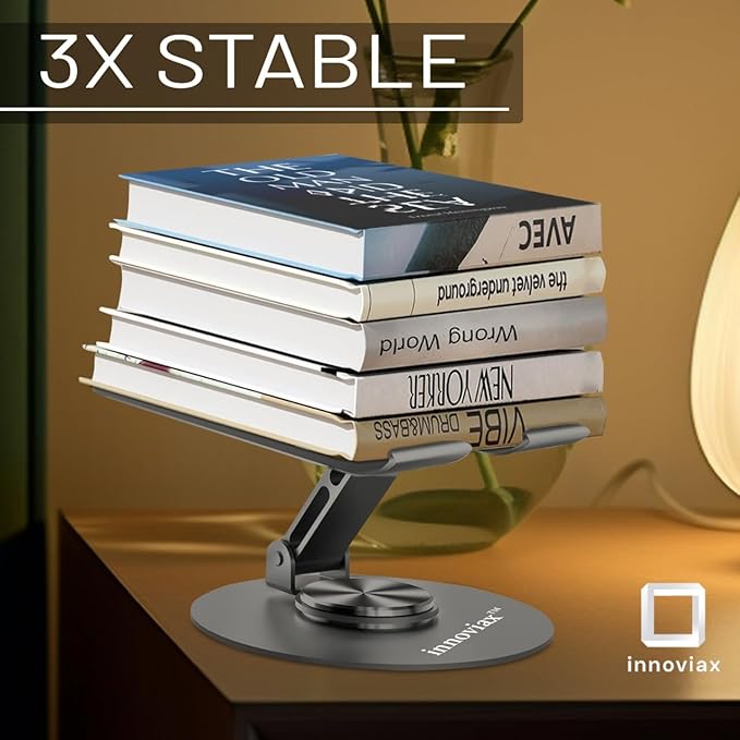Cell Phone Holder Stand 1 Piece, Adjustable and Foldable Cell Phone Stand Holder for Desk, 360 Rotation Smartphone Holder with Non Slip Pads, Compatible with iPhone, Android Smartphones, Tablets (1)