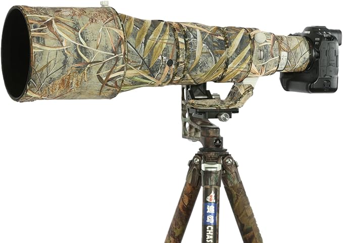 CHASING BIRDS Lens Camouflage Waterproof Coat for Canon RF 600mm F4 L is USM Rainproof Lens Protective Cover Version IV (New Reed Camouflage, with Extender RF 1.4X)