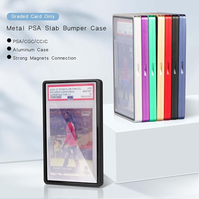 PSA Slab Bumper Case, Metal Graded Cards Slab Magnetic Protector for 35pt PSA/CGC/CCIC Graded Cards|Scratch Resistant | Stackable | UV Resistant | RED