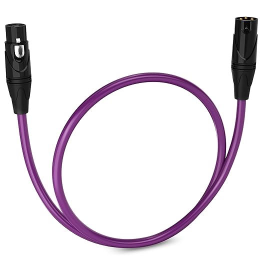 LyxPro 1.5 Feet XLR Microphone Cable Balanced Male to Female 3 Pin Mic Cord for Powered Speakers Audio Interface Professional Pro Audio Performance and Recording Devices - Purple