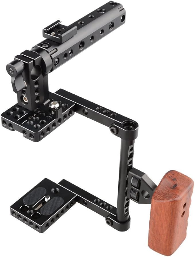 CAMVATE DSLR Camera with Cage Top Handle Wood Grip for 600D 70D 80D - 1373