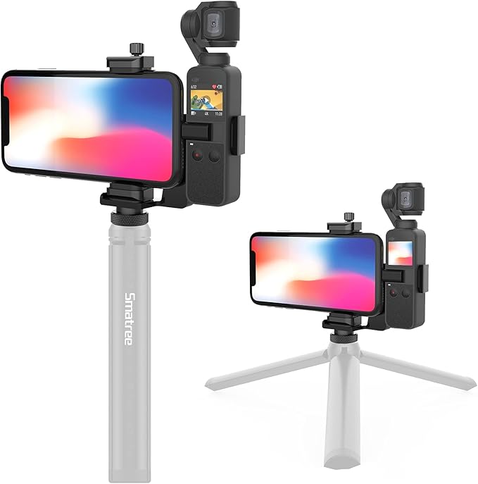Smatree OSMO Pocket 2 Phone Holder Set Expansion Accessories with 1/4”Thread Screw Compatible with DJI OSMO Pocket 2/ DJI OSMO Pocket and Smartphone