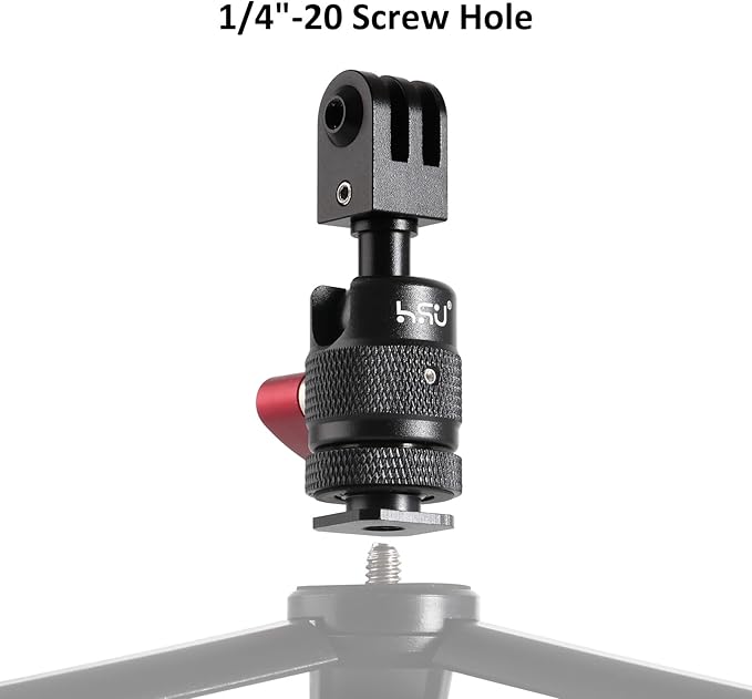HSU Cold Shoe Mount Adapter, Aluminum 1/4”-20 Screw Hole 360° Rotation Camera Tripod Mount for GoPro Hero 13/12/11/10/9/8/7/DJI Osmo Action, Applicable for Tripod Selfie Stick and DSLR Camera Flash