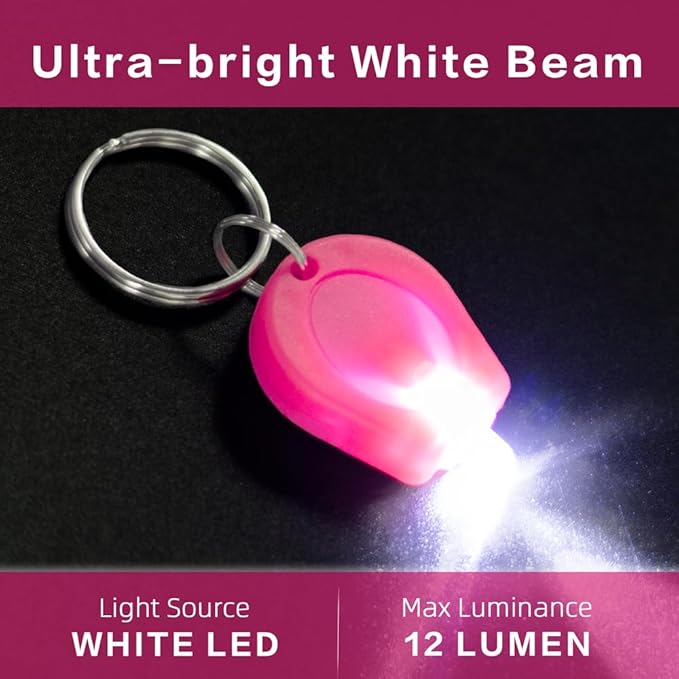 10 Pack Ultra Bright Mini LED Keychain Flashlight, Small Key Ring Flashlight, Portable LED Keychain Light for Outdoor Activities Emergency Light - HotPink Shell