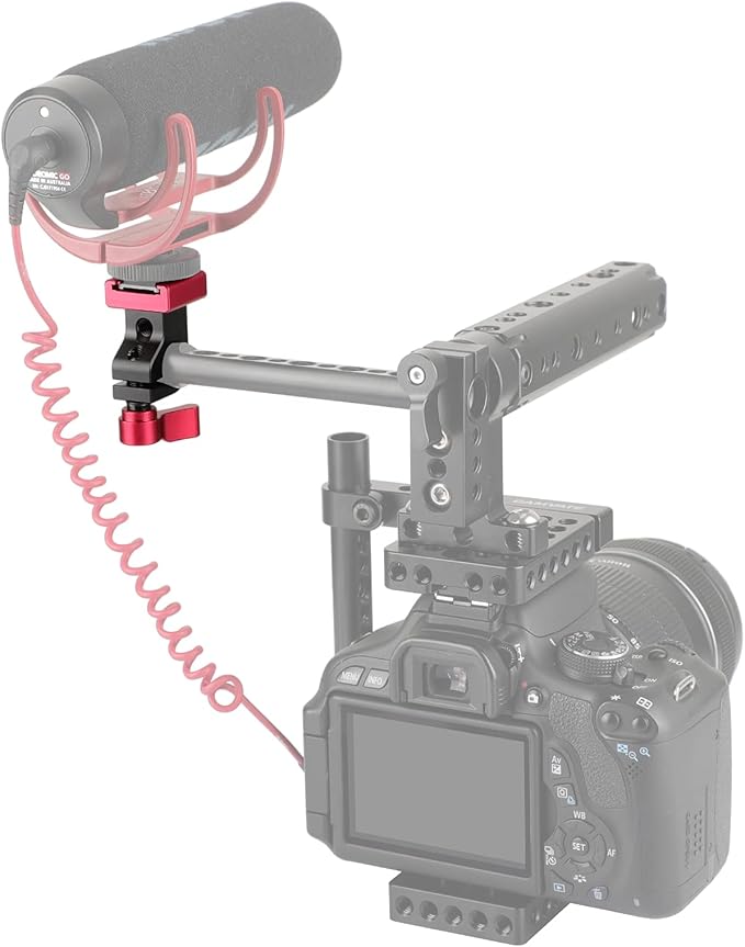 CAMVATE 15mm Side Single Rod Clamp with Cold Shoe Mount Adapter for Camera Accessories(Red) - 2811