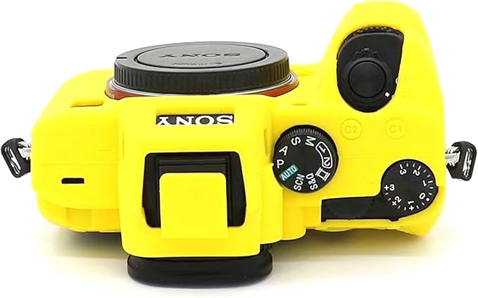 Professional Secure Soft Silicone Camera Case Bag Housing Rubber Body Skin for Sony Alpha A7iii a73 A7R3 A7Riii a7R Mark III a7 Mark III Digital SLR Camera Protective Case (Yellow)