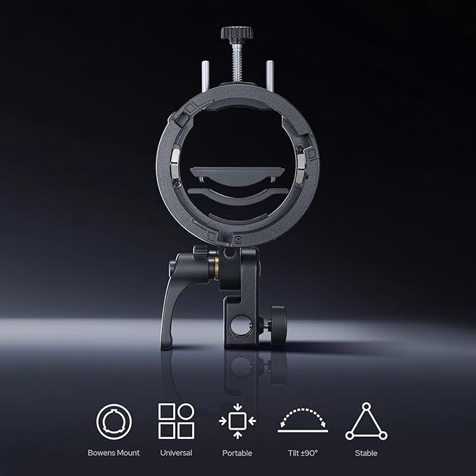 GODOX S3 Speedlite Bracket, 𝐆𝐨𝐝𝐨𝐱 𝐒𝟐 𝐔𝐩𝐠𝐫𝐚𝐝𝐞, Adjustment Angle±90°,Umbrella Hole, Bowens Mount Holder for Godox AD200Pro II AD300Pro II AD400Pro II V1 V100 V1Pro AD300Pro AD100Pro etc.