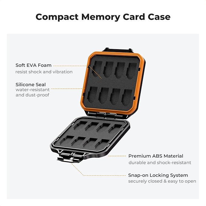 K&F CONCEPT 16 Slots Micro SD Card Case, Card Holder Organizer with Water-Resistant Anti-Shock Dust for Micro SD/SDHC/SDXC/TF