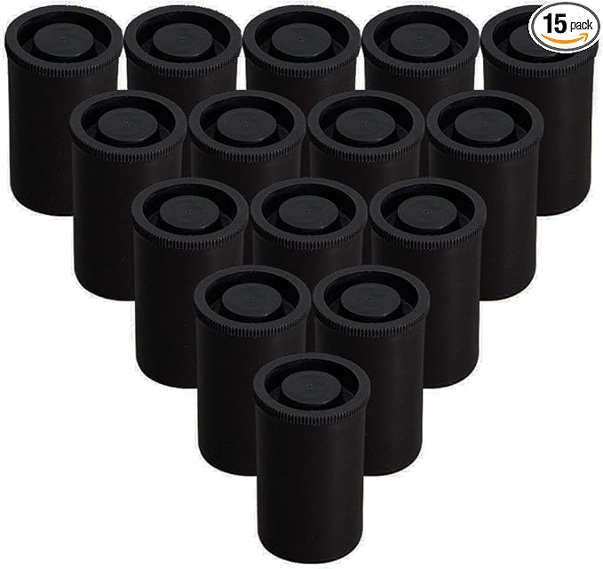 AKIRO Film Canisters with Caps 35 mm Empty Camera Reel Storage Containers Case Plastic Storage 15 Pack Black