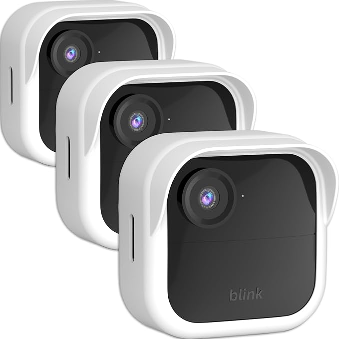 Silicone Skin Case/Cover for Blink Outdoor 4 (4th Gen) - Weatherproof Silicone Case with Brim for Full Camera Protection, Blink Outdoor 4 Smart Security Camera Accessories (White, 3 Pack)