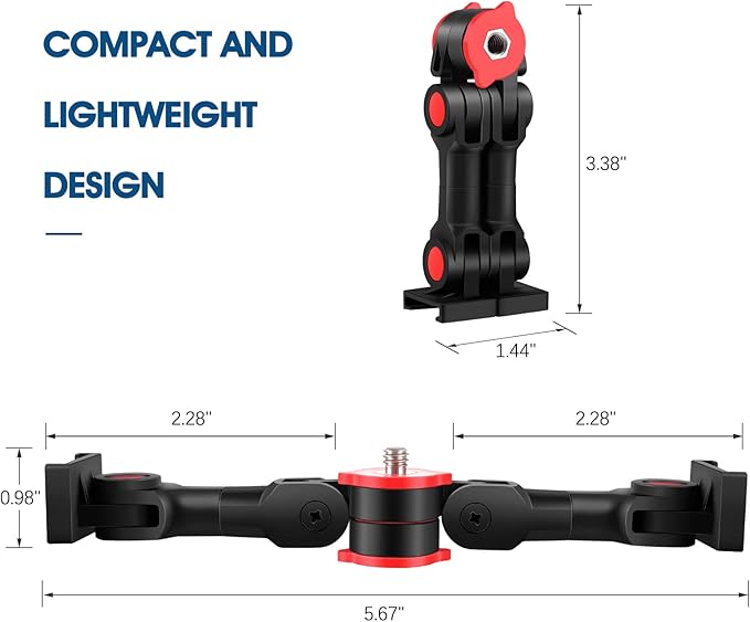 ChromLives Dual Cold Shoe Mount Universal Cold Shoe Adapter with 1/4" Thread Holes Rotatable Camera Shoe Extension Bracket for Microphone,Led Light
