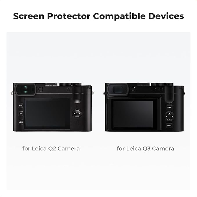 K&F CONCEPT 3 Pack Camera Screen Protector Compatible with Leica Q2/Q3, 0.3mm 9H Hardness Tempered Glass Cover Anti-Scratch Bubble-Free & Hot Shoe Cover