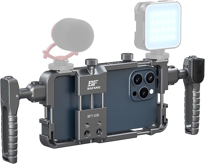 Universal Phone Cage, Smartphone Video Rig Kit with Handles, Handheld Filmmaking Vlog Case Stabilizer for Videomaker, All-in-One Mobile Video Kit, Quick Release Universal Phone Video Rig Kit
