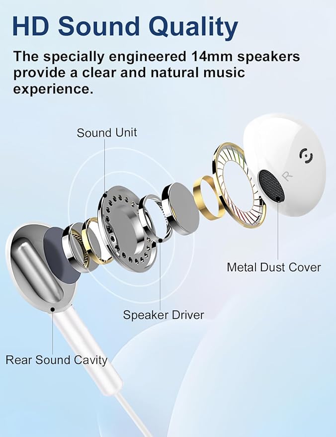 MAS CARNEY 3.5mm Jack for Apple Earbuds Wired, Universal Comfort Fit with Mic for iPhone, Samsung, Android, Gaming, and Travel