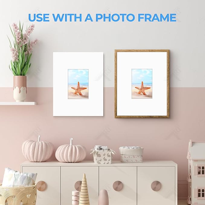 Golden State Art, Acid Free, Pack of 5, 11x14 White Picture Mats Mattes with White Core Bevel Cut for 5x7 Photo + Backing + Bags